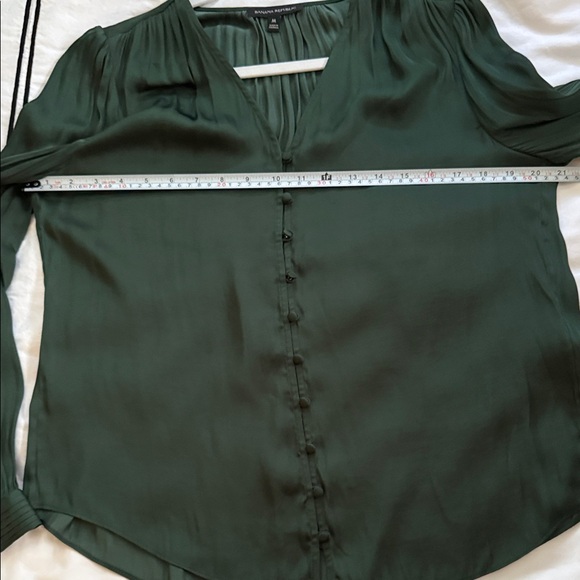 Banana Republic Dark Green V-Neck Button-Front Blouse - Picture 6 of 10